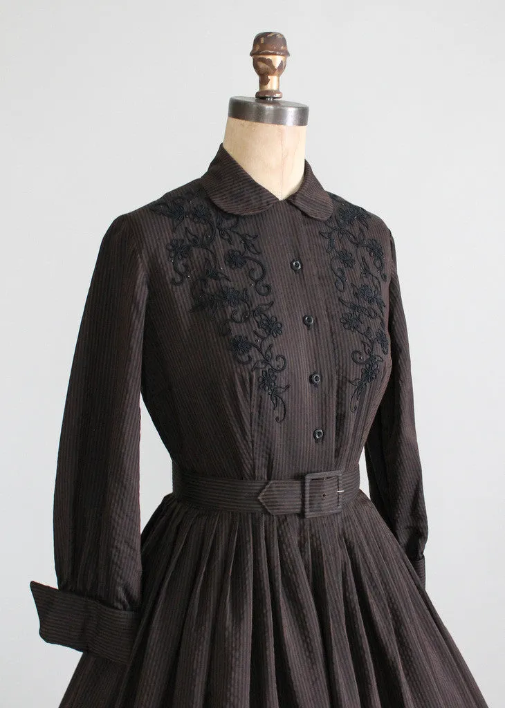 Vintage 1950s Winter Enchantress Shirtwaist Dress