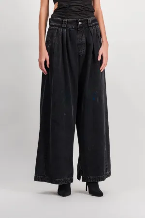 Washed black baggy wide leg jeans