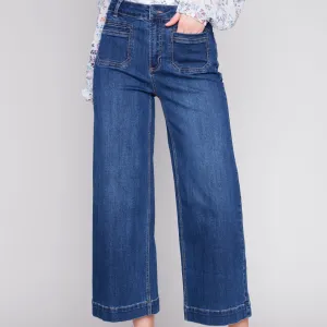 Wide Leg Crop Denim w/ Patch Pockets - Indigo (Only Size 12   14 Left)