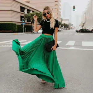 Women's Fashion Long Summer Swing Pleated Skirt