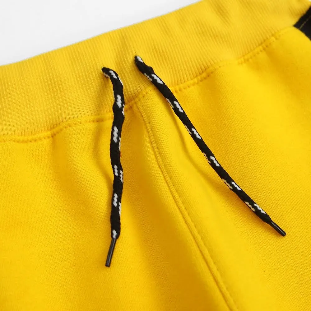 Yellow with black stripe  Fleece Trouser For Kids